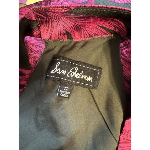 Sam Edleman Midi Dress 12 Pink Brown Floral Sleeveless Mock Tie Neck $160 - Picture 7 of 15